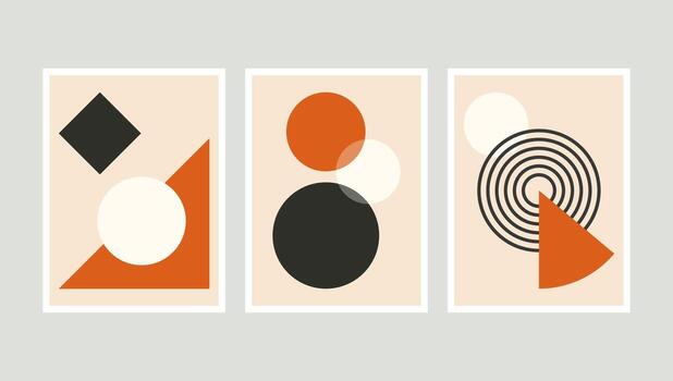 mid century modern minimalist abstract aesthetic geometric illustration overlapping geometric forms . modern poster minimal in boho style with clean minimal composition for wall art and poster vector