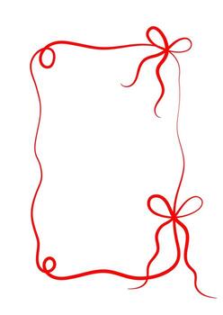 Elegant ribbon frame outline. Minimalist hand drawn abstract frame with bows and swirls. vector