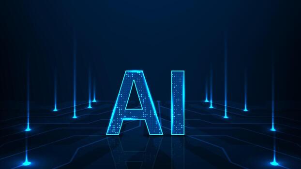 Artificial intelligence digital perspective line abstract futurisit circuit board hi tech technology dark blue line electronic with concept communication vector