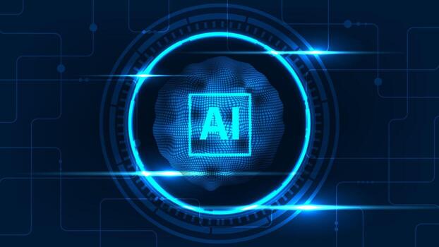 Artificial intelligence abstract technology innovation conncept system line circuit board cyber cloud network vision. Technology blue light background vector