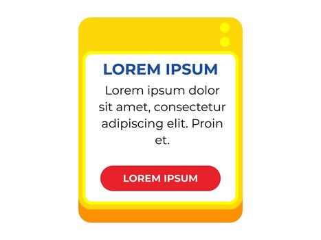 Pastel yellow mobile app card mockup with blank content area for UI use vector