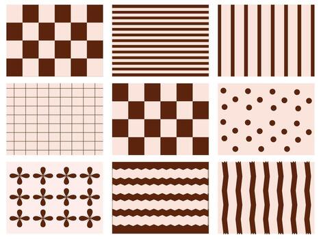 Seamless Geometric Patterns Set Checkered, Stripes, Dots, Floral and Abstract Shapes vector