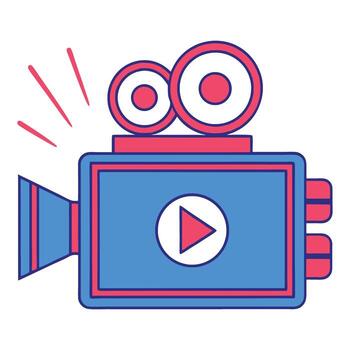 Retro movie camera icon with play button for production and content creation photography and videography icon vector