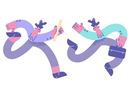 Illustration of two energetic characters vector