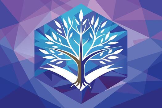 geométrico árbol de vida en hexagonal marco resumen vector