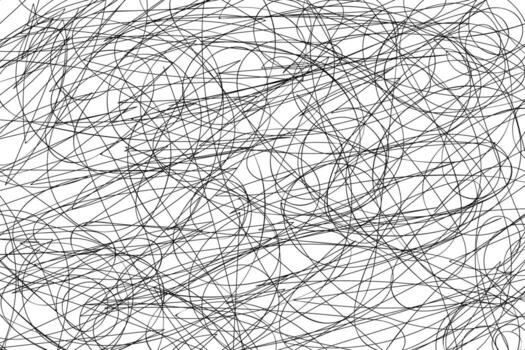 Abstract black scribble line pattern on white background vector