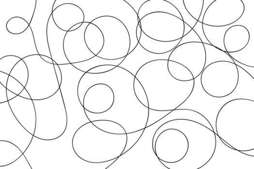 Hand drawn scribble texture with curves and circles. Abstract background vector