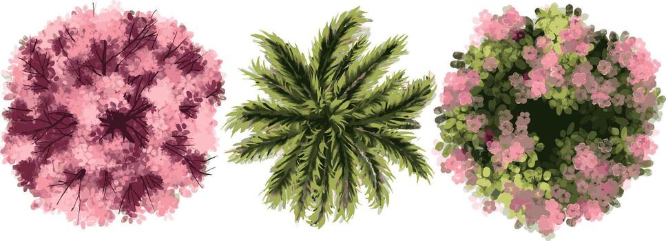 These assets are designed for 2D map creation, landscape planning, or game design. vector