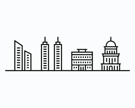 Simple Graphic Skyline Featuring Minimalist Building Icons A Clean and Modern Line Art Silhouette of Urban Architecture for a Graphic Design Project vector