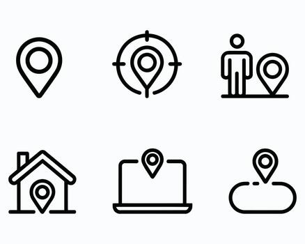 Various Location Iconography Representing Different Mapping Concepts for Apps Websites and Digital Media Platforms Visualizing Places Addresses and Directions vector