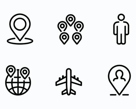 Diverse Location and Travel Icons Representing Global Connectivity User Presence and Destination Planning For Navigation Applications Interface and Route Design Inspiration vector