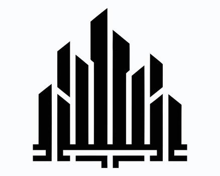 resumen paisaje urbano en geométrico sencillez un negrita y sorprendentes diseño de moderno arquitectura representado mediante agudo líneas y anglos vector