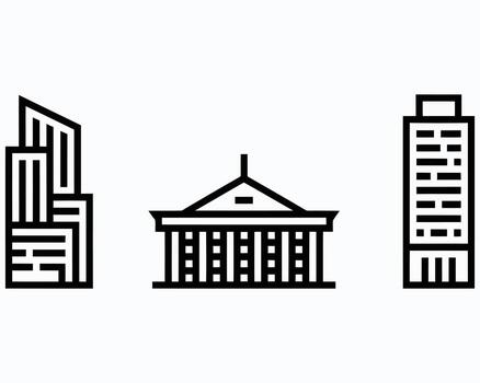 Architectural Icons A Minimalist Presentation of Building Silhouettes A Study in Line Art Simplicity and Modern Design Aesthetics vector