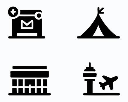 Modern Pictogram Set Featuring Essential Travel Icons A Visual Guide to Exploring Destinations and Experiences Around the World vector