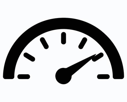 Semicircular Meter Displaying an Indication of Speed Resourcefulness with a Needle Depicting a State of Full Capacity or Maximum Limit Performance Indicator vector