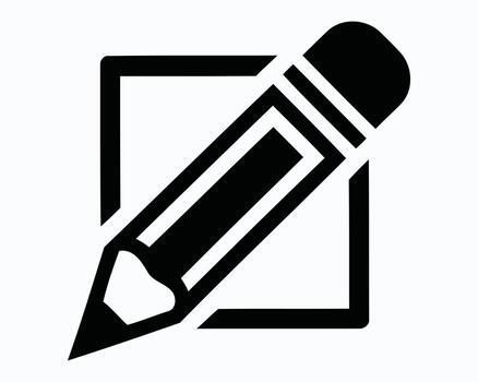 Simple Black and White Edit Icon Design a Square With Pencil Overlay Graphic Symbol for Modification and Adjustment Application Feature Interface Concept vector