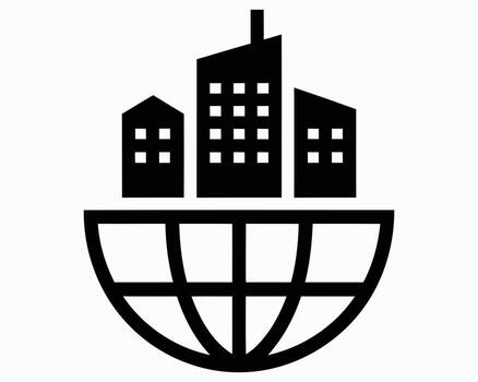 Global Cityscape Icon Representing Urban Development Around the World with Environmentally Conscious and Sustainable Planning for a Better Future on Our Planet vector
