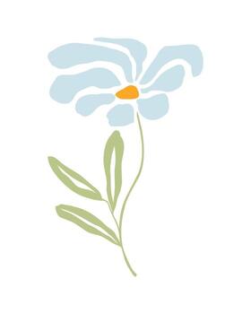 chamomile boho flower, stylized botanical element, daisy isolated on white background vector
