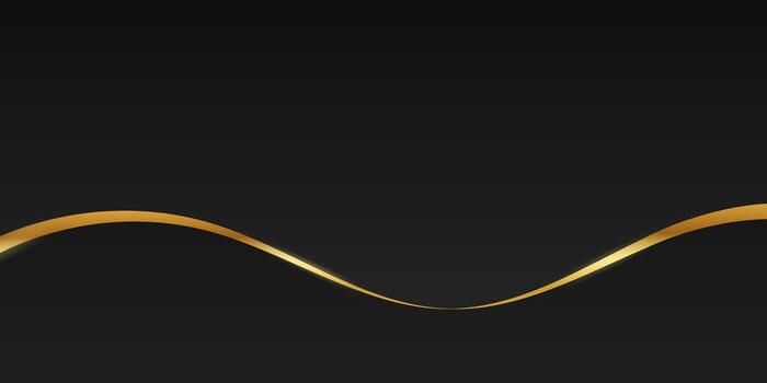 Black background with smooth golden wave line for elegant abstract and premium template vector