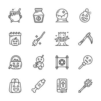 Creatively designed halloween icons set in modern design style. vector