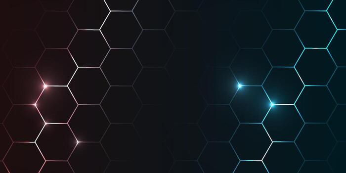 Futuristic neon pattern of glowing hexagons, abstract background, realistic bg for game, cyber, modern tech visuals, medicine, science, bio, digital technology. vector