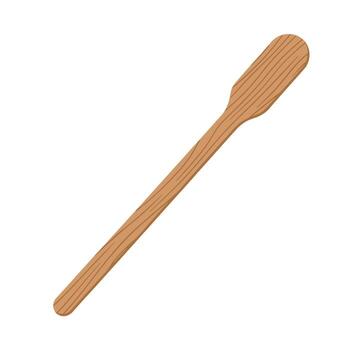 A clean, isolated illustration of a simple wooden stir stick, often used for mixing beverages or small food items, presented on a transparent background, ready for graphic design projectsl vector