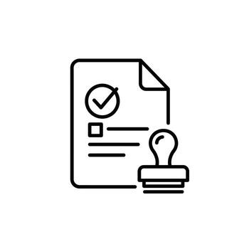 Document Verification Icon Approved Form Outline Illustration vector