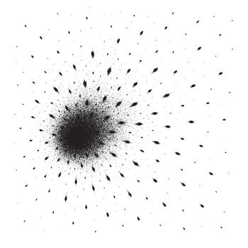 Dynamic black ink explosion splatter with scattered spray and burst effect on white background perfect for abstract art posters prints and modern graphic design projects vector