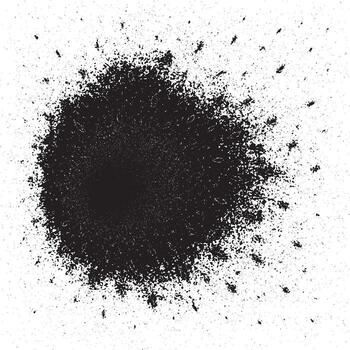 Bold black ink splatter texture with scattered spray and grunge splash effect on white background perfect for abstract art prints posters and digital design projects vector