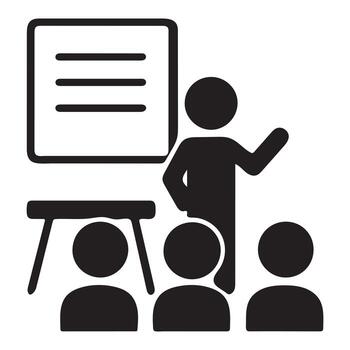 profesor presentación a estudiantes en un salón de clases ajuste aislado en blanco antecedentes vector