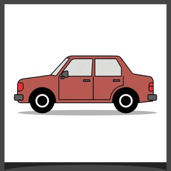 Flat design cartoon sedan car in solid color, minimal art style, simple and clean with white background vector