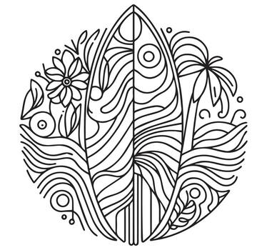 Decorative round ornament with leaves and patterns vector