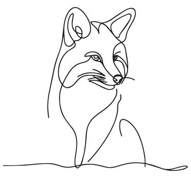 Fox head minimal elegant continuous line vector