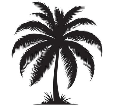 Palm tree with curved trunk tropical icon vector