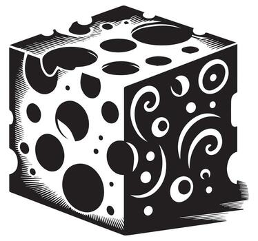 Spotted dice cube with bubbles playful graphic vector