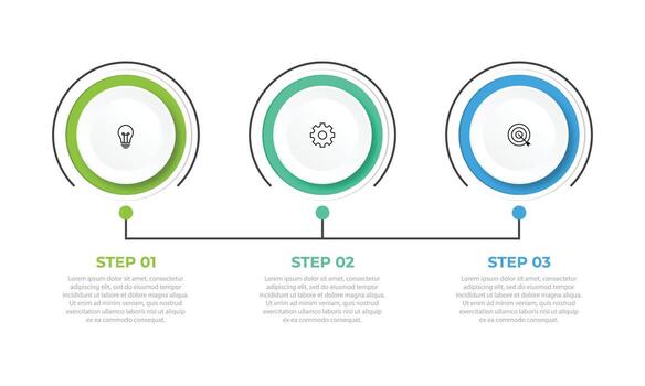 Timeline infographic design with circle for business. 3 steps. vector
