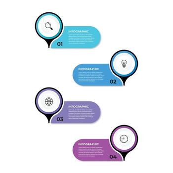Infographic template with icons and 4 options or steps. Vertical line. Can be used for workflow layout, diagram, banner, webdesign. illustration vector