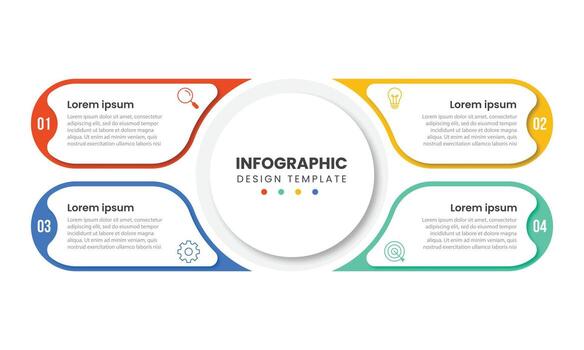 Infographic template with icons and 4 options or steps. Circle. Can be used for workflow layout, diagram, banner, illustration vector