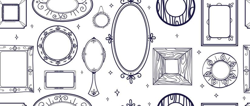 sin costura Clásico marco modelo en dibujado a mano estilo. sin costura modelo con garabatear marcos en varios formas para textiles, envase papel, papelería, fondo de pantalla, álbum de recortes, embalaje diseño. vector