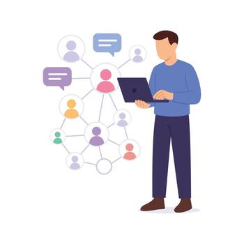 Community Management, Handling online groups and audience relations vector