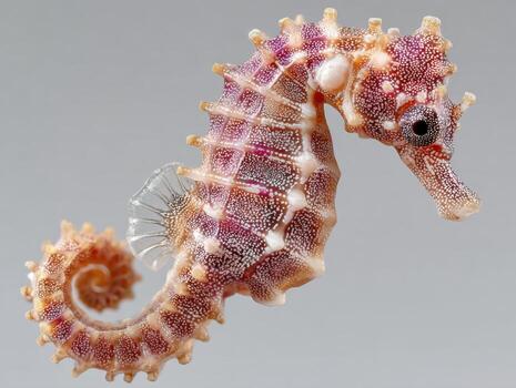 Close Up of Seahorse with Pink and White Patterns photo