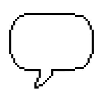 Pixel art speech bubble isolated on white retro 8 bit dialog box, simple empty template for communication or message vector