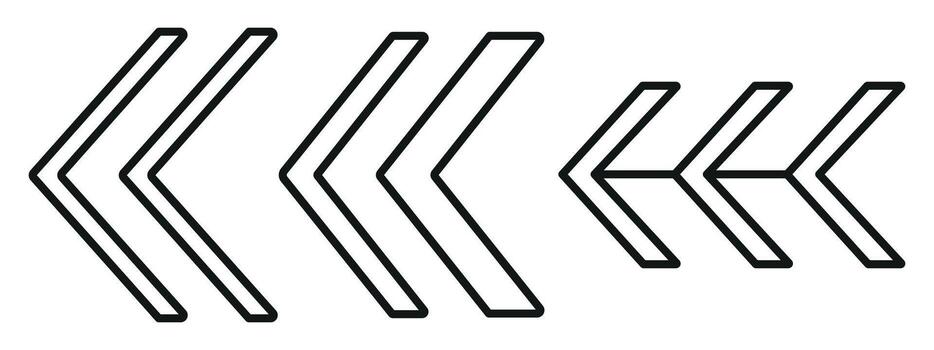 izquierda cheurón icono conjunto contorno y mínimo símbolos para navegación, dirección, y interfaz diseño vector