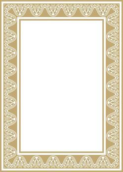 square Assyrian gold ornament. Rectangle, border, frame of Mesopatamia. Pattern of the ancient East vector