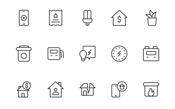 Public utilities linear signed icon collection. Signed thin line icons collection. Set of public utilities simple thin icon collection. vector