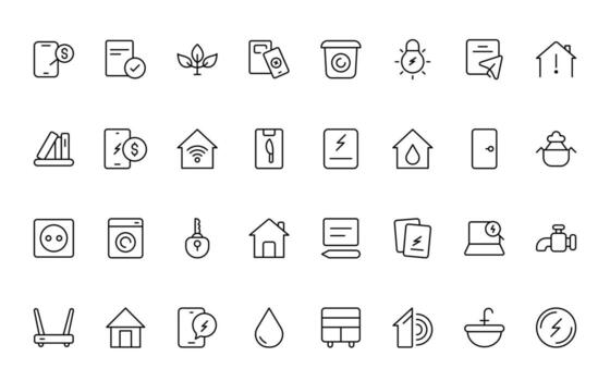 Public utilities linear signed icon collection. Signed thin line icons collection. Set of public utilities simple thin line set. vector