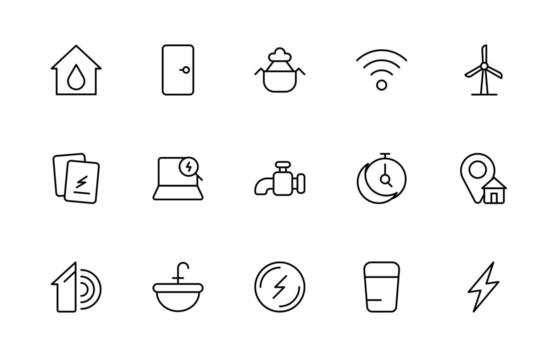 Public utilities linear signed icon collection. Signed thin line icons collection. Set of public utilities simple thin line icon collection. vector