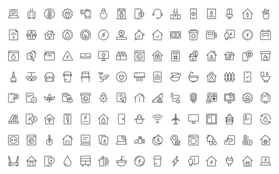 Public utilities linear signed icon collection. Signed thin line icons collection. Set of public utilities simple line icon set. vector