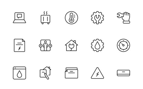 Public utilities linear signed icon collection. Signed thin line icons collection. Set of public utilities simple thin line illustration. vector