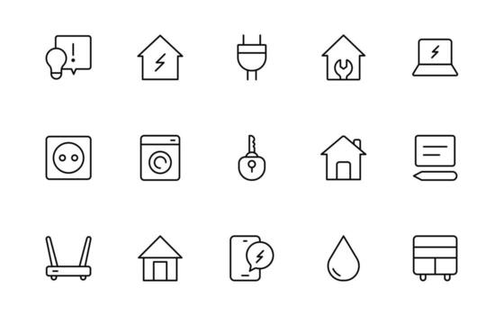 Public utilities linear signed icon collection. Signed thin line icons collection. Set of public utilities thin line icon illustration. vector